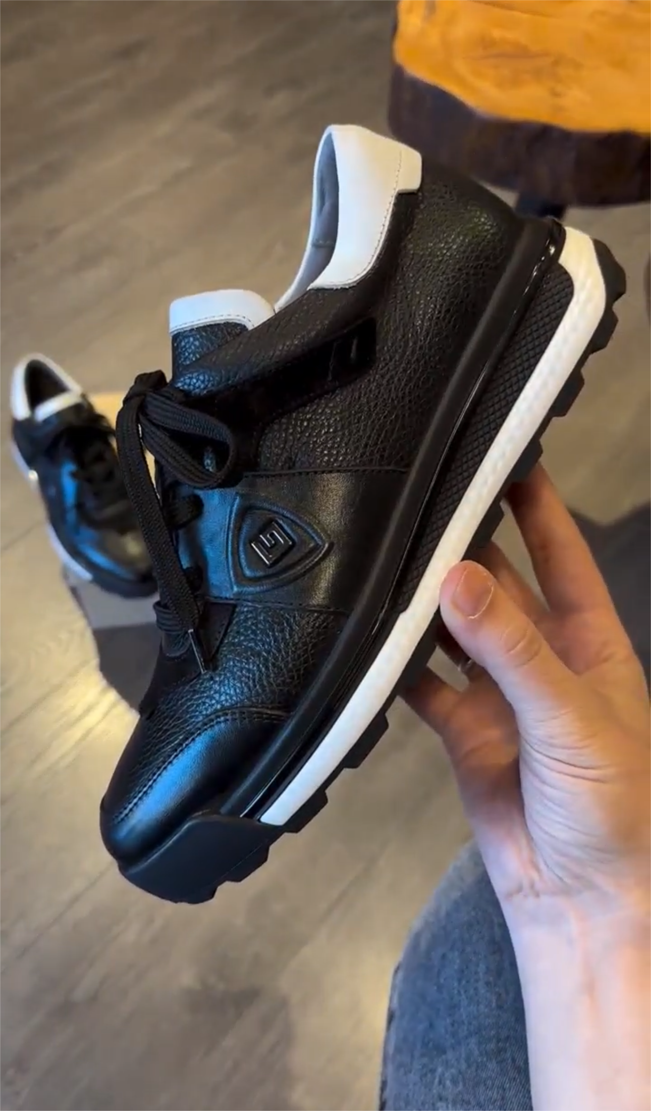 Leather Textured Print Sneakers