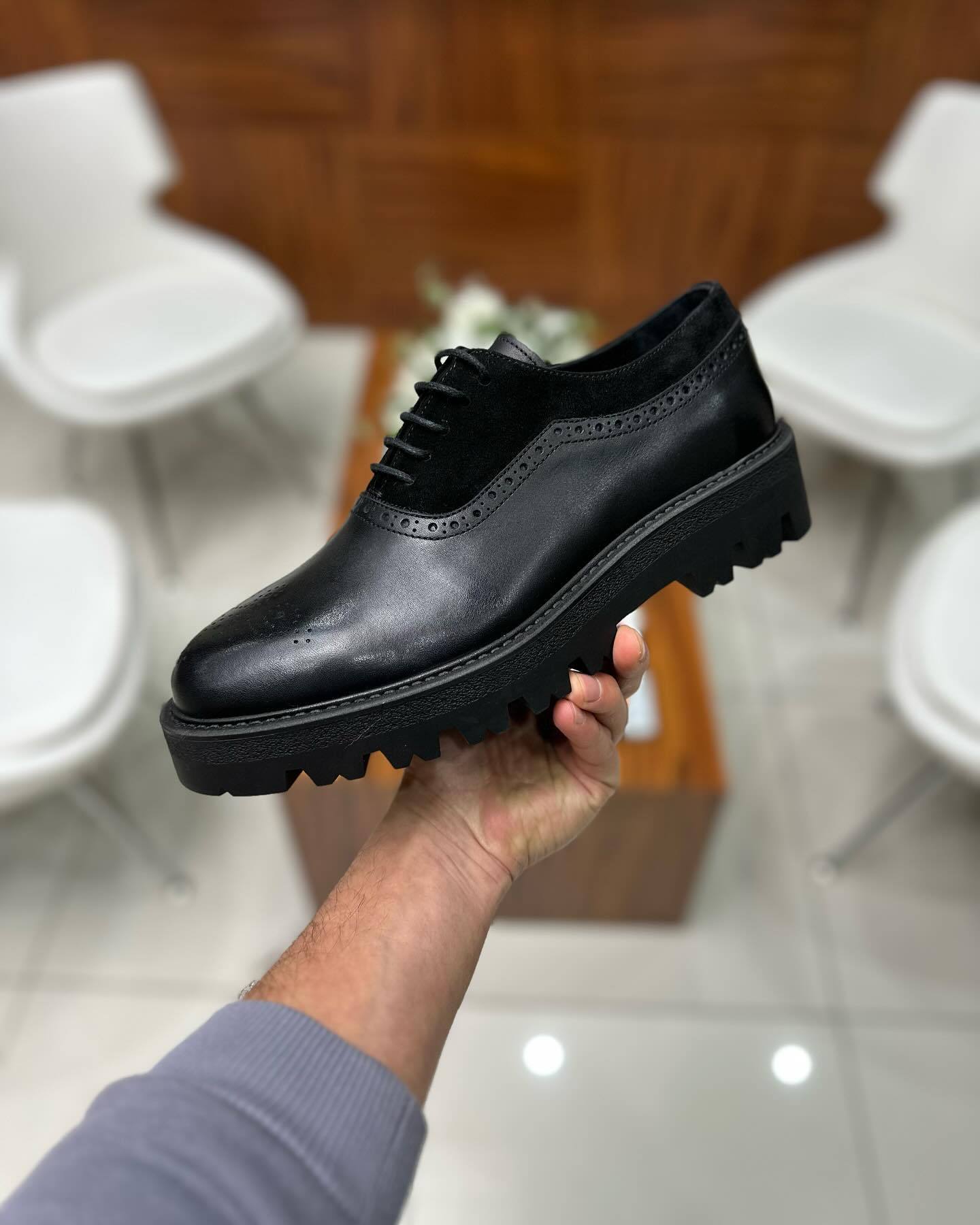 New Men's Classic Genuine Leather And Suede Spliced Casual Shoes