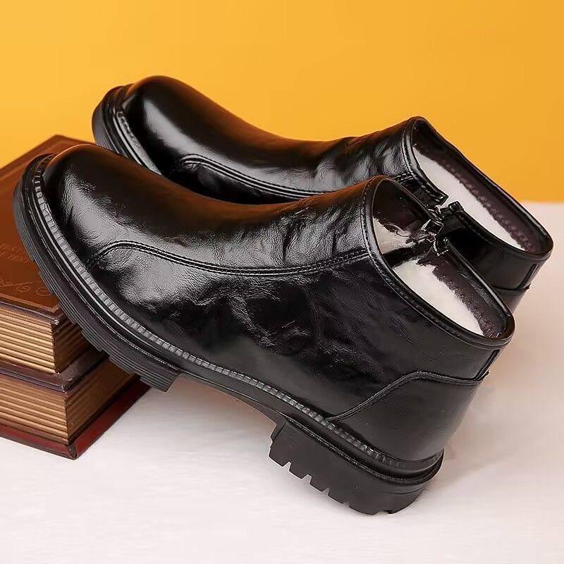 Men's Plush Warm Leather Ankle Boots