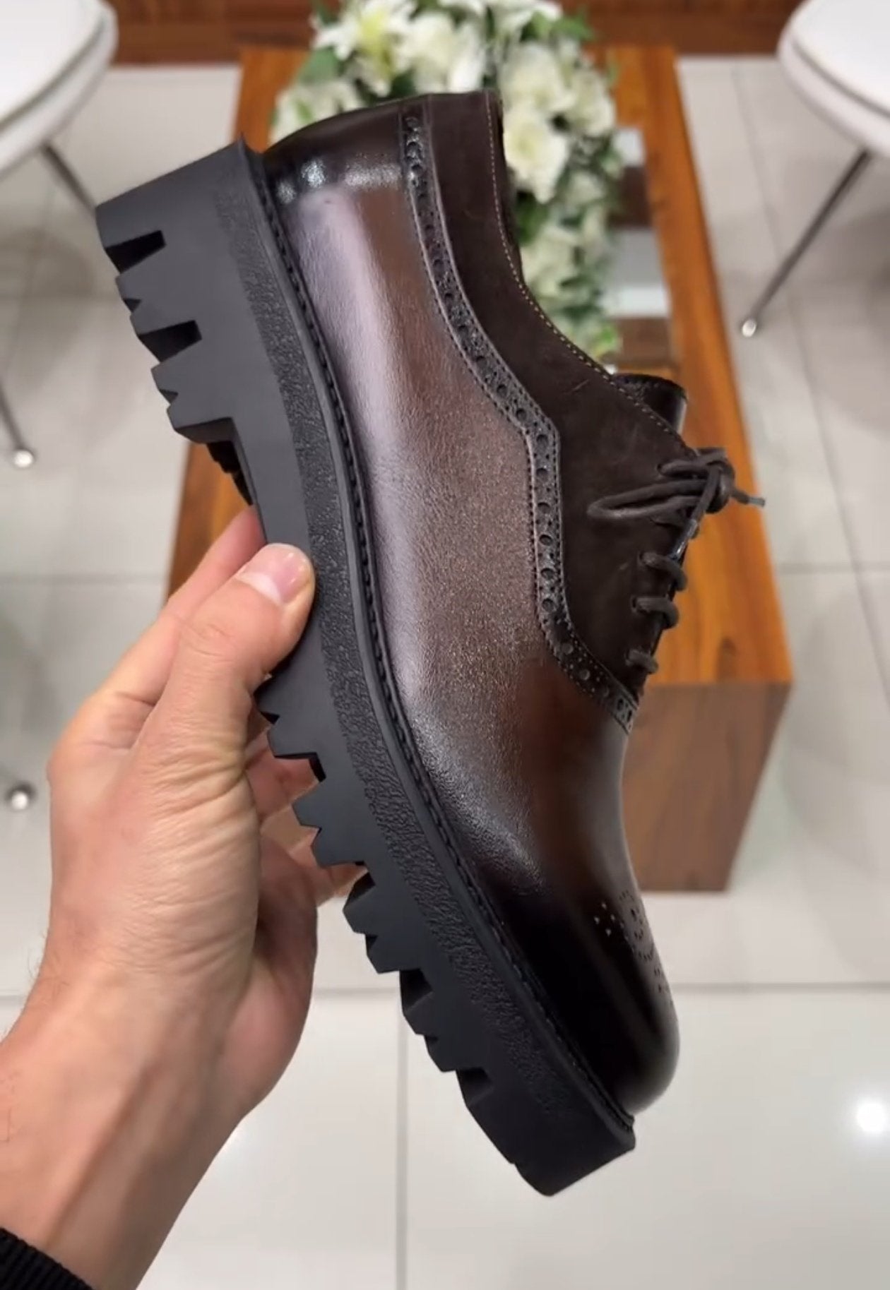 New Men's Classic Genuine Leather And Suede Spliced Casual Shoes