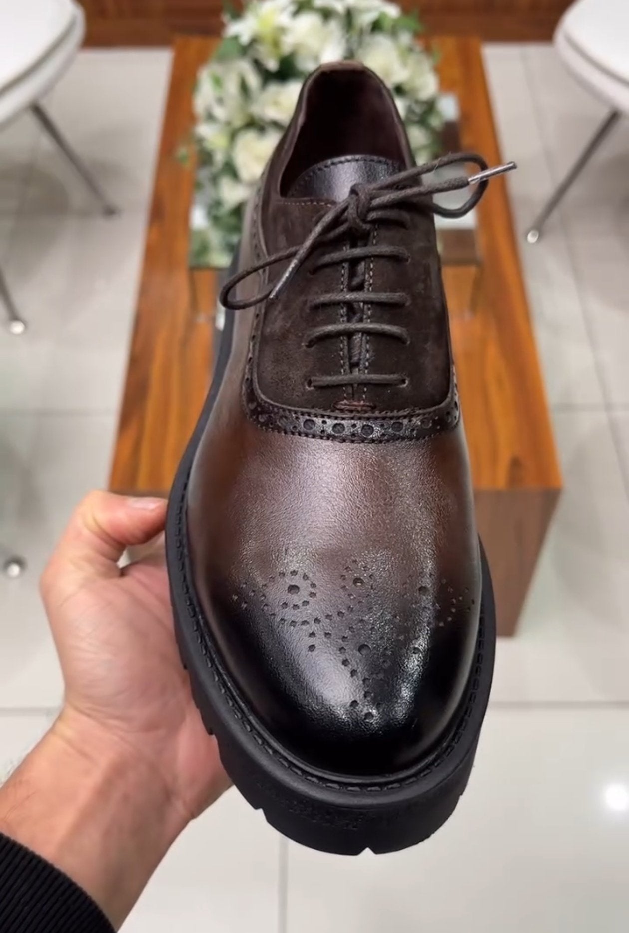 New Men's Classic Genuine Leather And Suede Spliced Casual Shoes