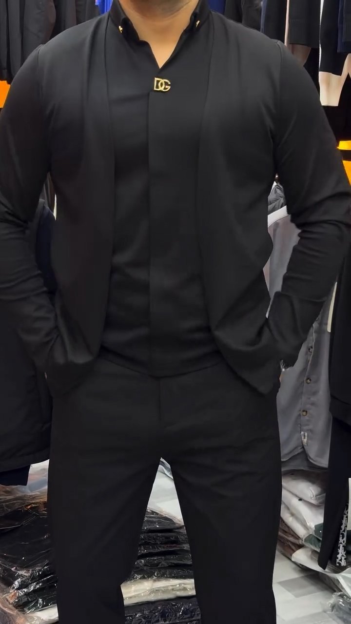 Men's New Long-sleeved Knitted Casual Two-piece Cardigan
