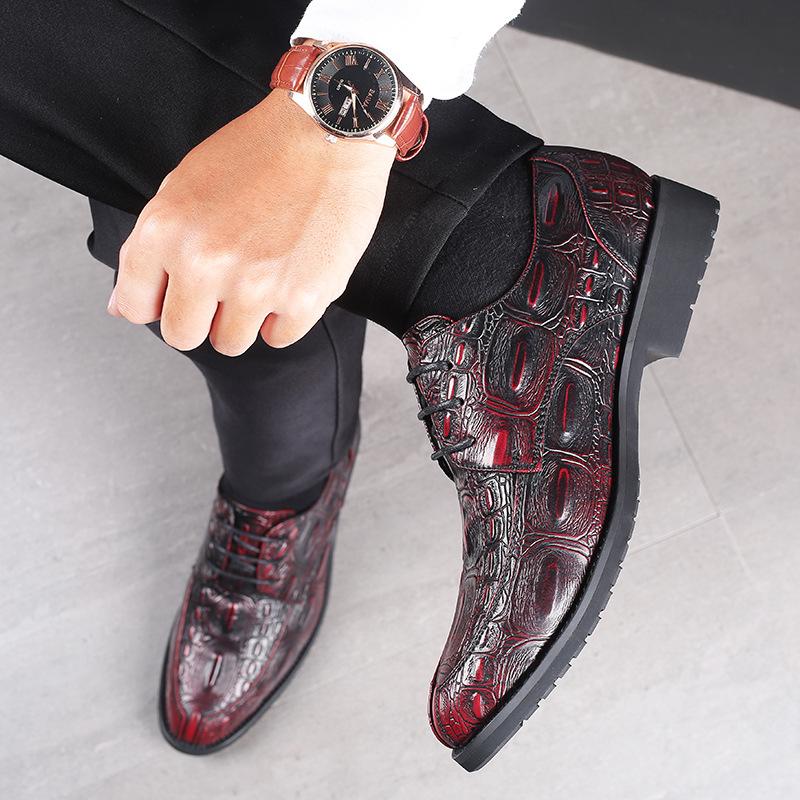 Men's Business Casual Crocodile Pattern Leather Shoes