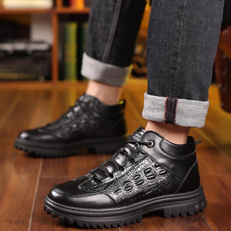 Men's Winter Wool Warm Cowhide Shoes