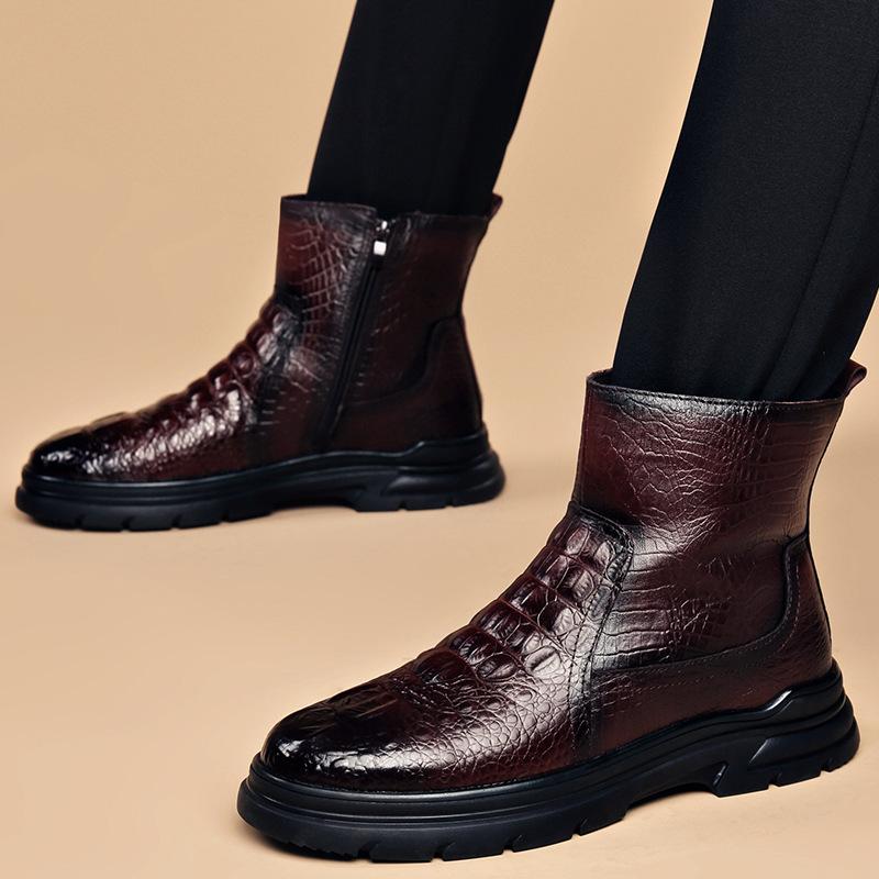 Winter Cowhide Thick Wool Warm Boots