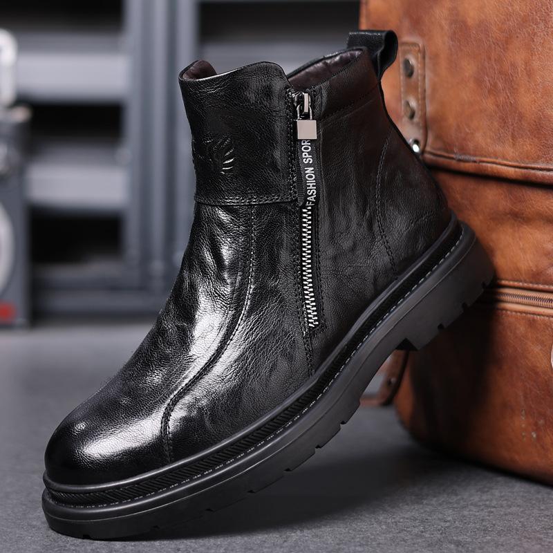 Men's Genuine Leather High Top Warm Boots