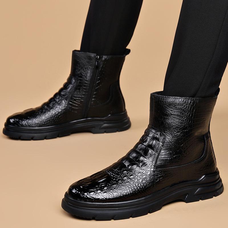 Winter Cowhide Thick Wool Warm Boots