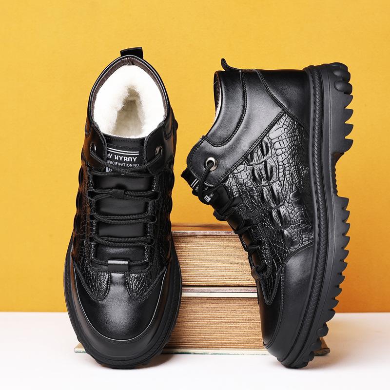 Men's Winter Wool Warm Cowhide Shoes