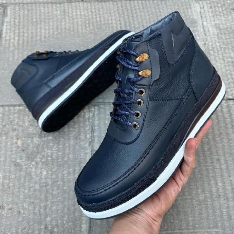 New Men's Warm Full Leather Cowhide Shoes