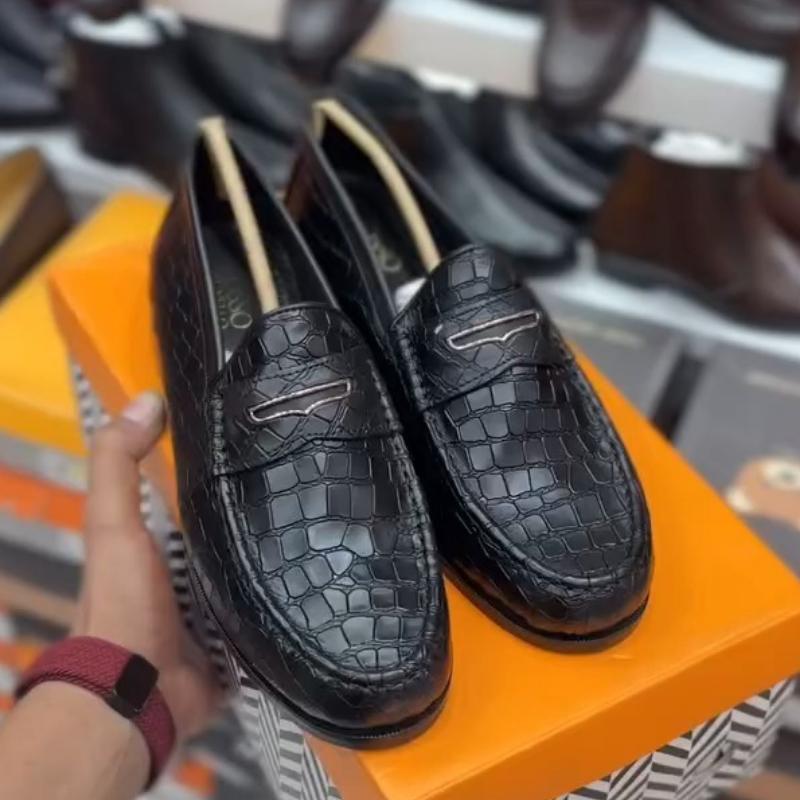 Men's Matte Crocodile Leather Loafers