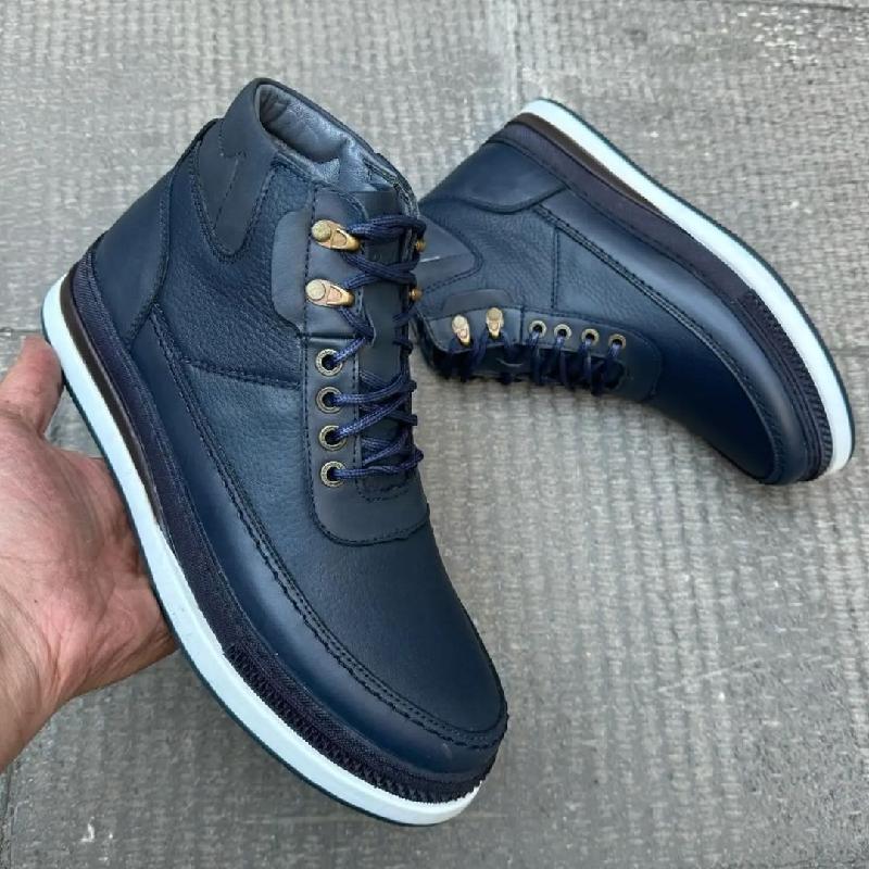 New Men's Warm Full Leather Cowhide Shoes