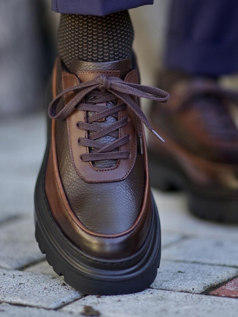 Men's Leather Lace Up Platform Oxfords