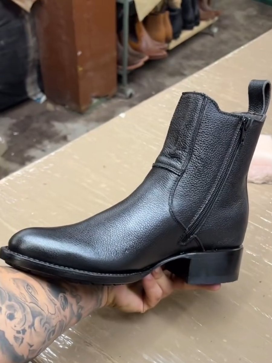 Spanish Classic Handmade Cowhide Zipper Boots