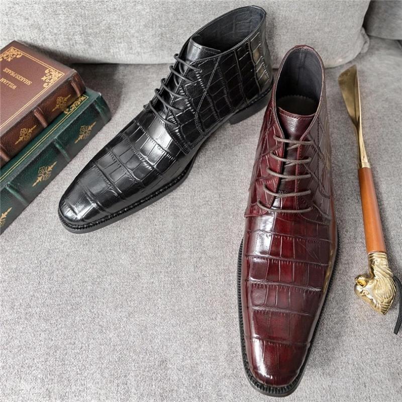 Men's Genuine Leather Stone Pattern Ankle boots