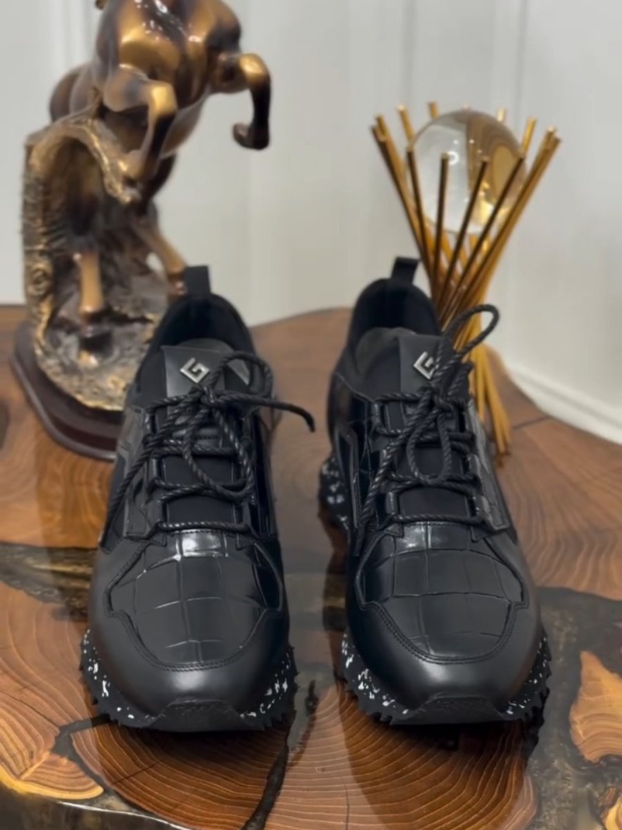 Men's Black Leather Casual Shoes