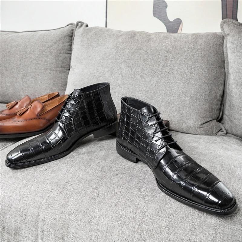 Men's Genuine Leather Stone Pattern Ankle boots