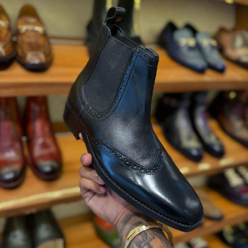 Men's Pointed Toe Handmade Leather Ankle Boots