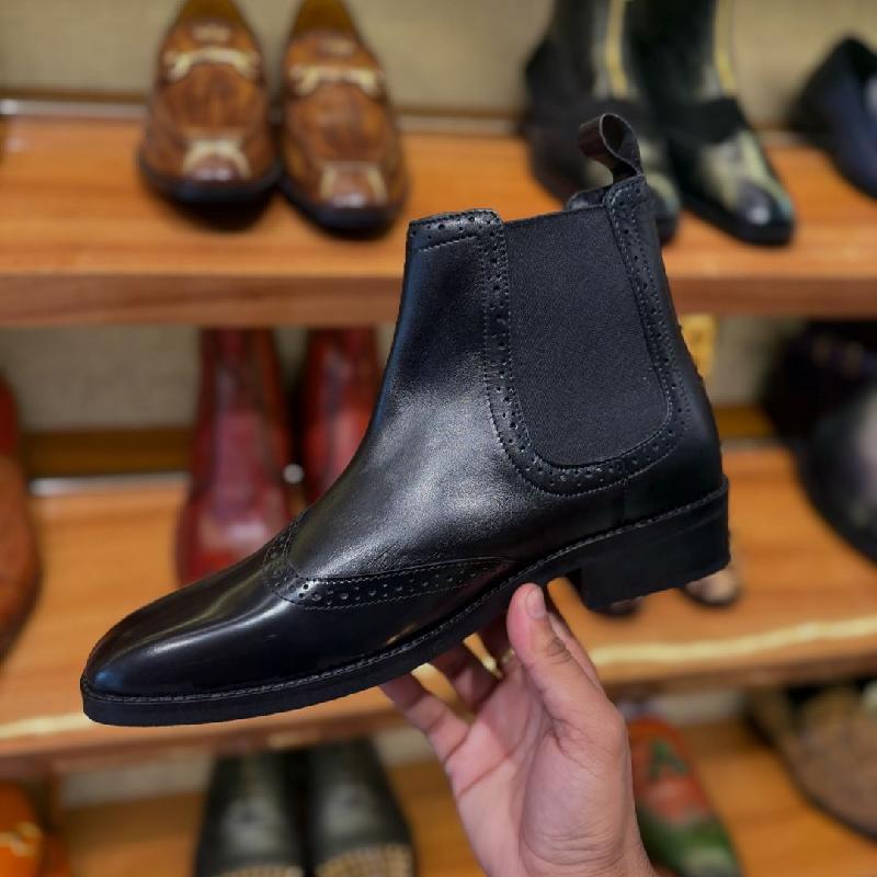 Men's Pointed Toe Handmade Leather Ankle Boots