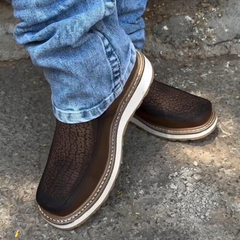 Men's Cowhide Platform Vintage Ankle Boots