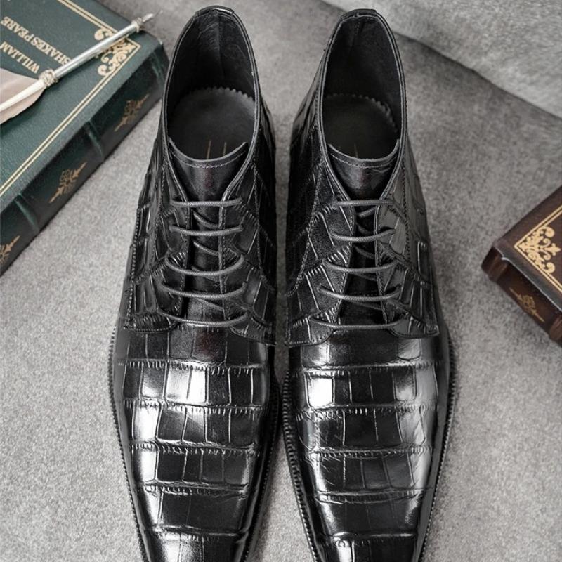 Men's Genuine Leather Stone Pattern Ankle boots