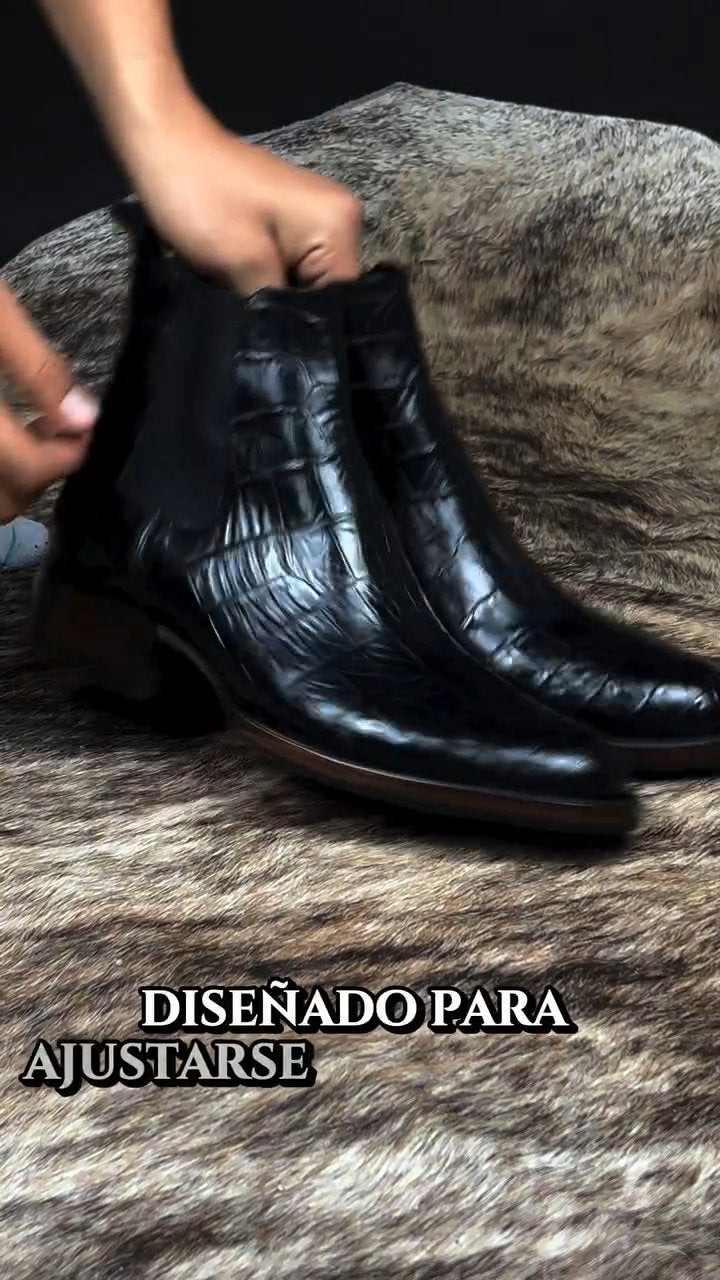 Handmade Crocodile Leather Round Toe Cowboy Boots