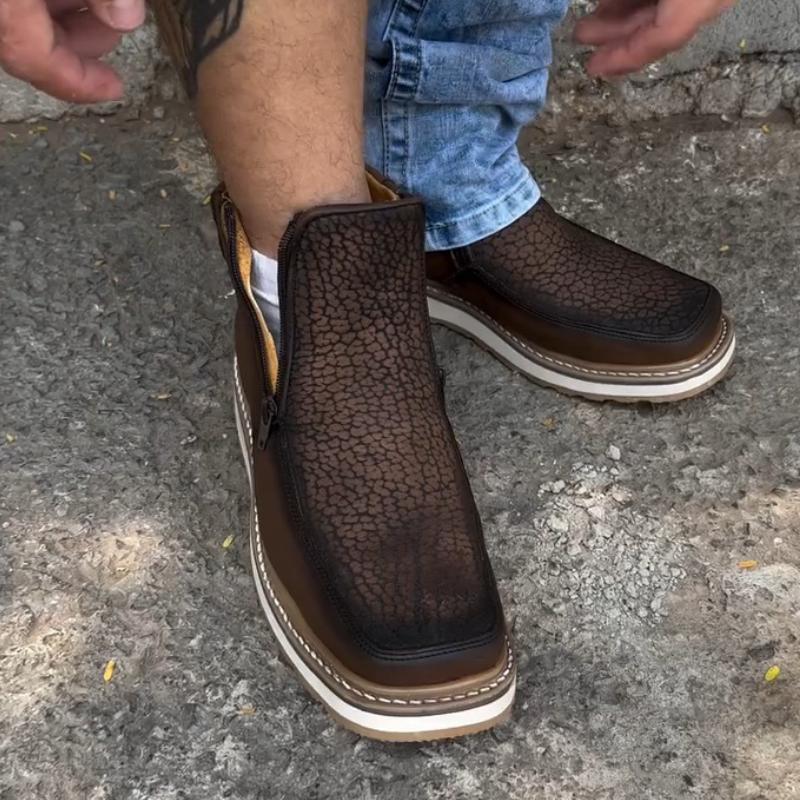 Men's Cowhide Platform Vintage Ankle Boots