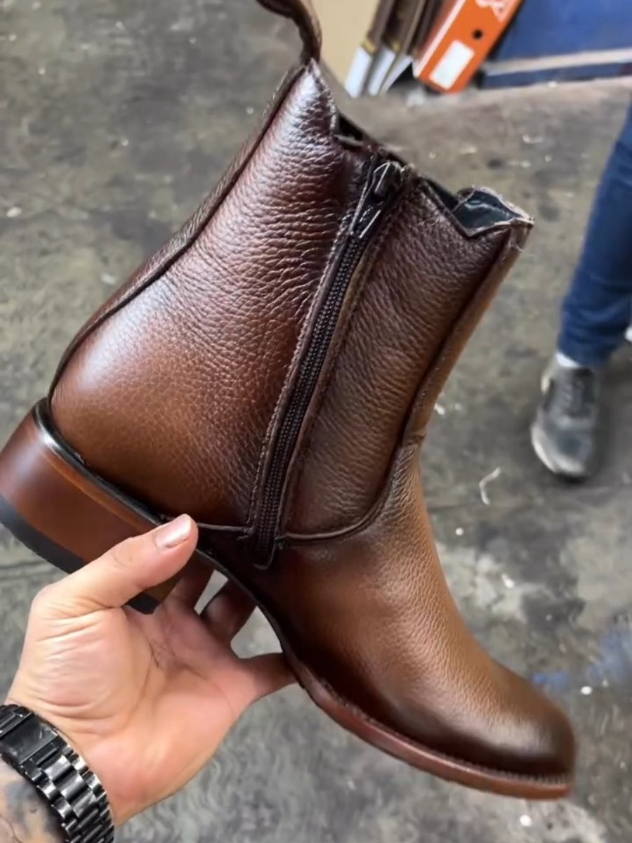 Spanish Classic Handmade Cowhide Zipper Boots