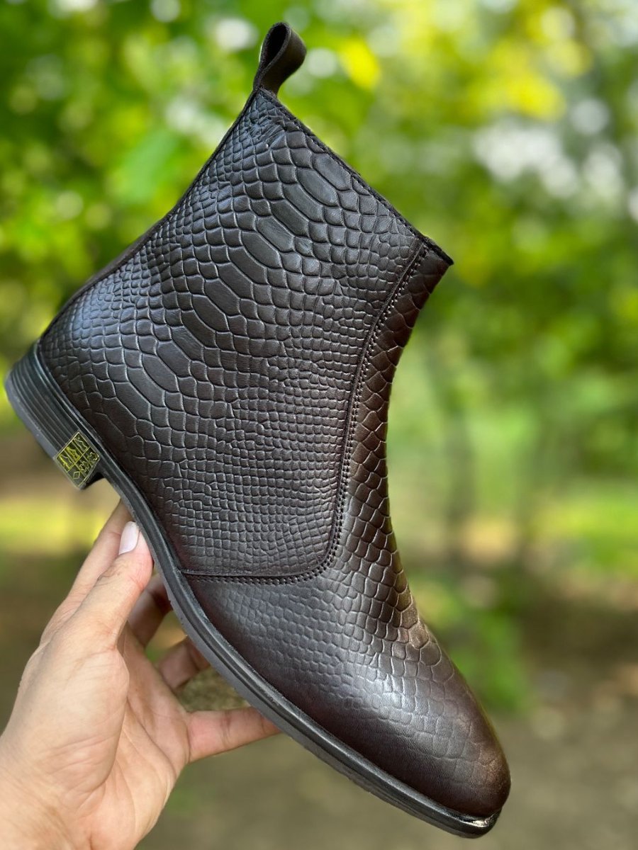 Crocodile Zip Chelsea Ankle Boots