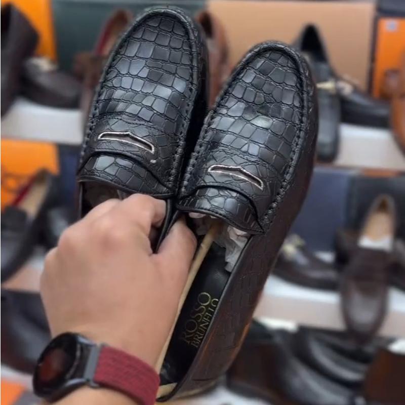Men's Matte Crocodile Leather Loafers