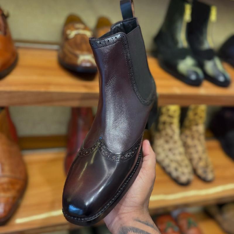 Men's Pointed Toe Handmade Leather Ankle Boots