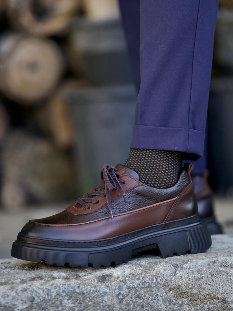 Men's Leather Lace Up Platform Oxfords