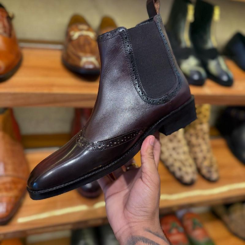 Men's Pointed Toe Handmade Leather Ankle Boots