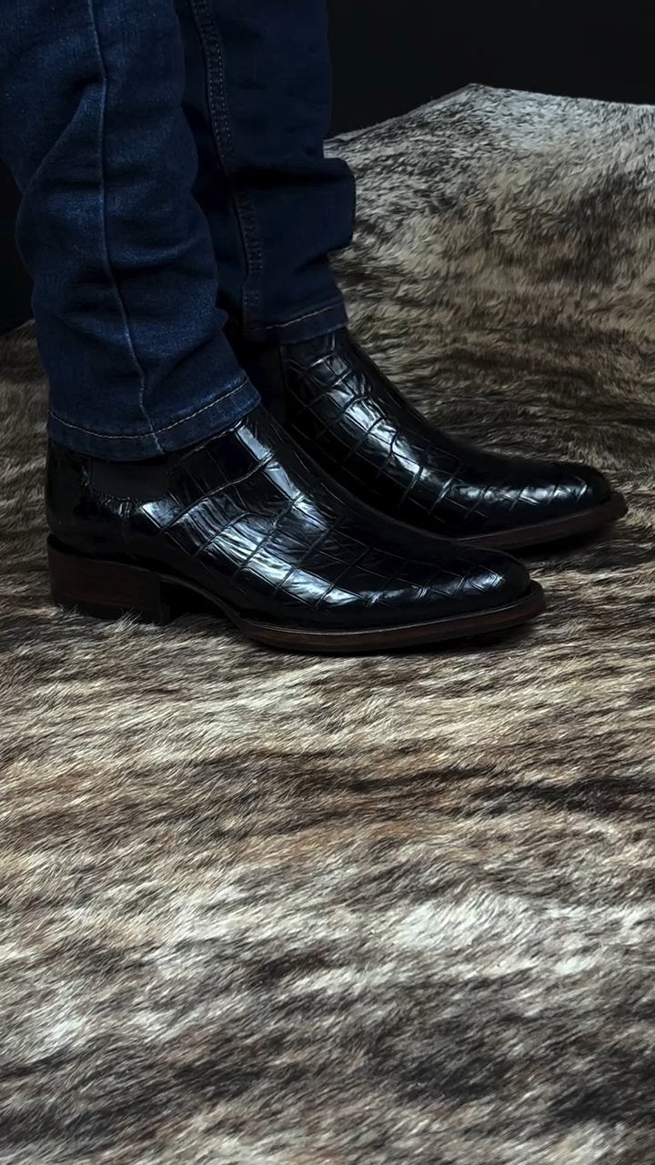 Handmade Crocodile Leather Round Toe Cowboy Boots