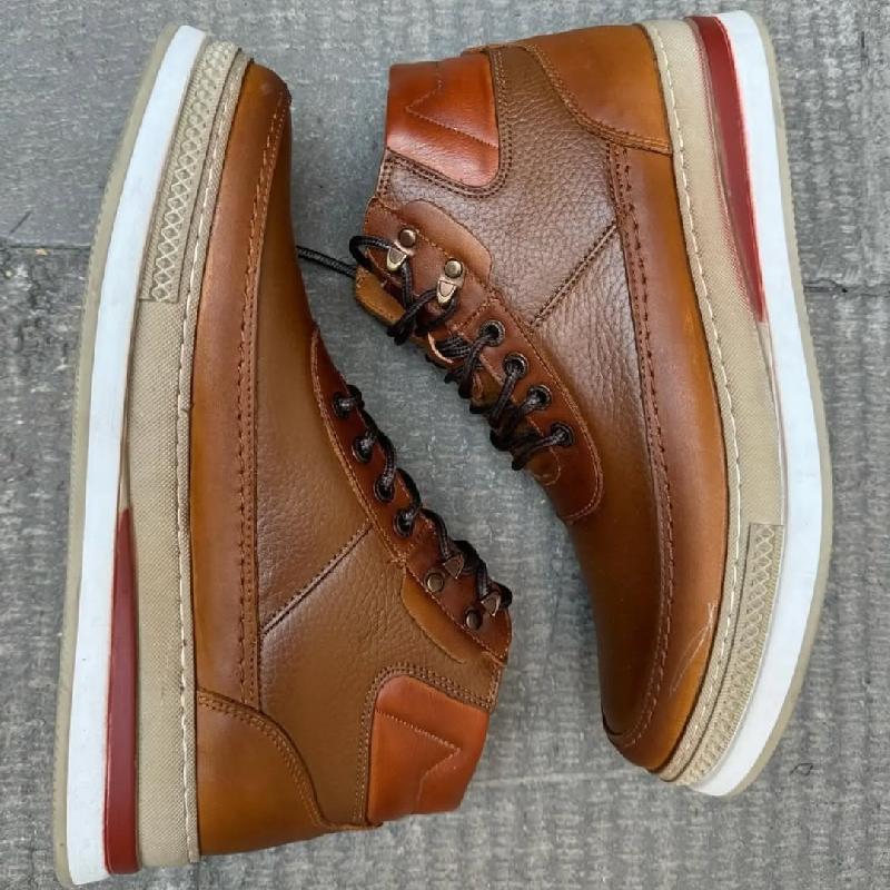 New Men's Warm Full Leather Cowhide Shoes