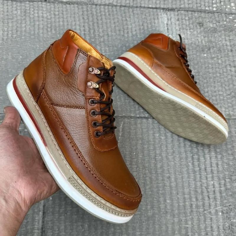 New Men's Warm Full Leather Cowhide Shoes