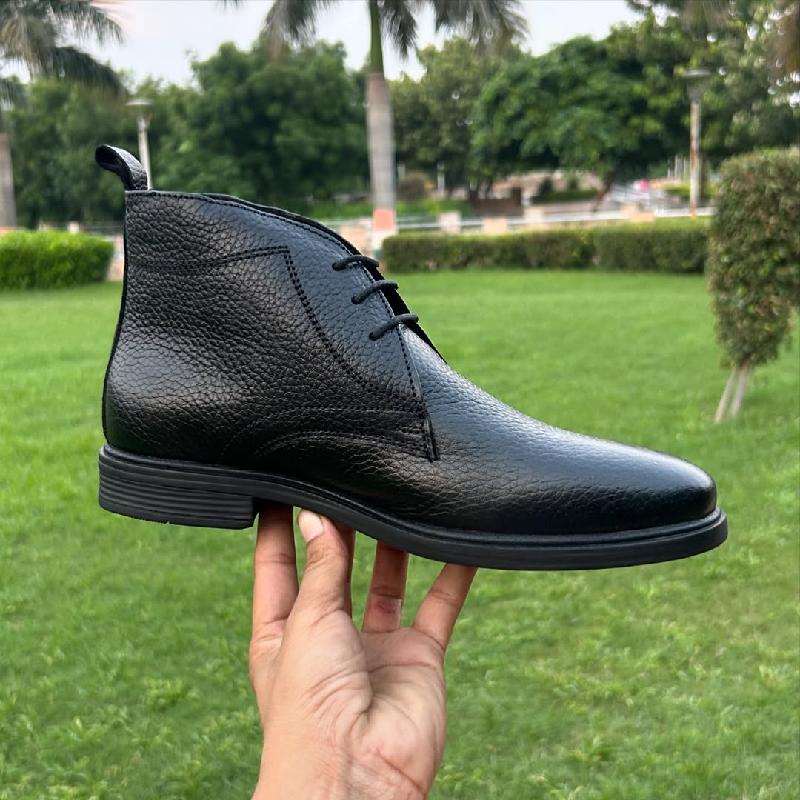 Men's Soft Genuine Leather Black Chukka Boots