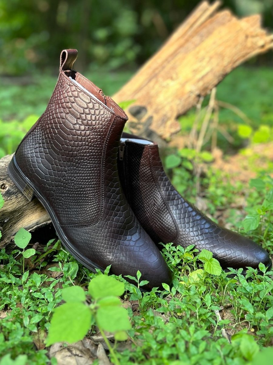 Crocodile Zip Chelsea Ankle Boots