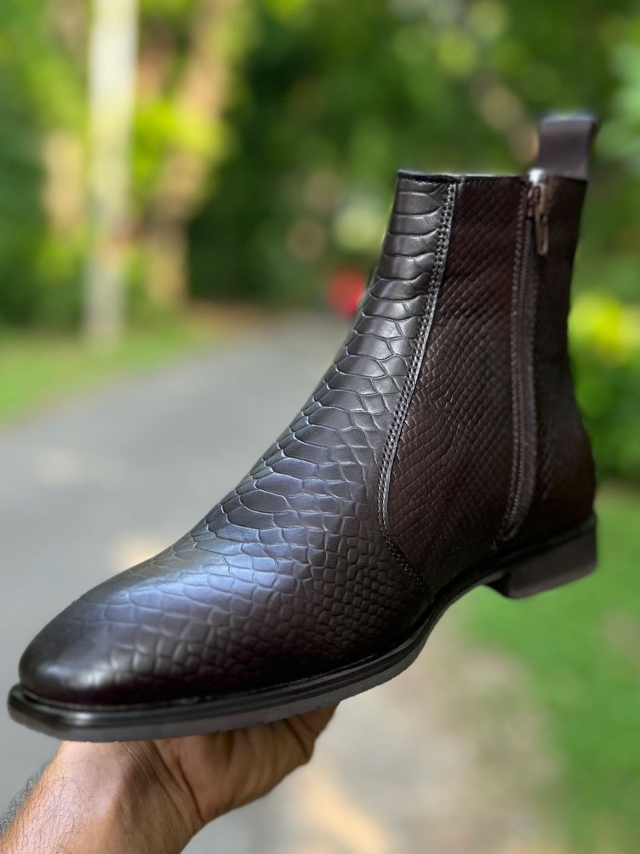 Crocodile Zip Chelsea Ankle Boots