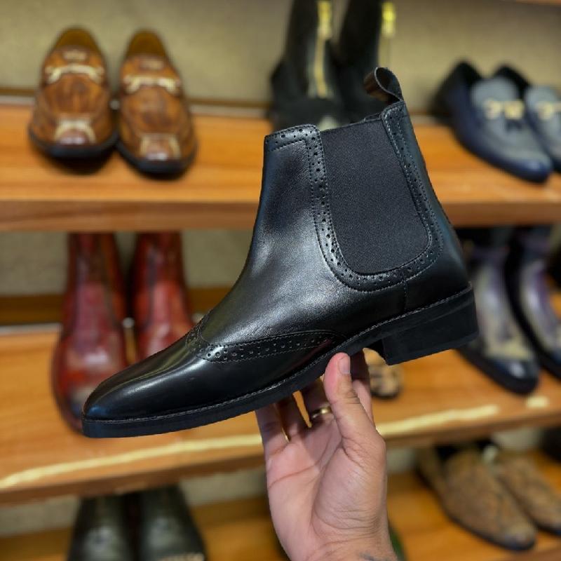 Men's Pointed Toe Handmade Leather Ankle Boots