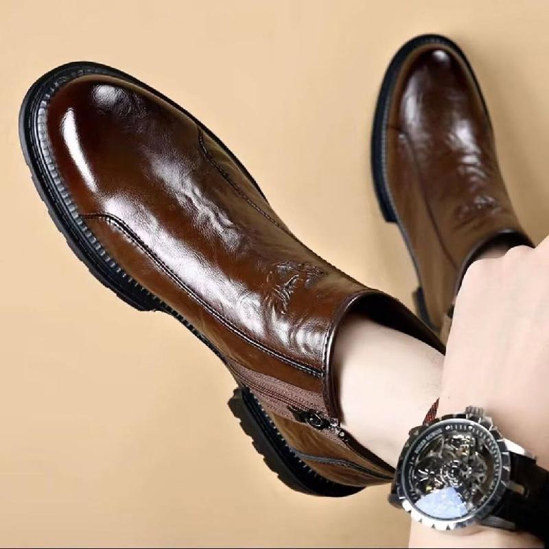 Men's Plush Warm Leather Ankle Boots