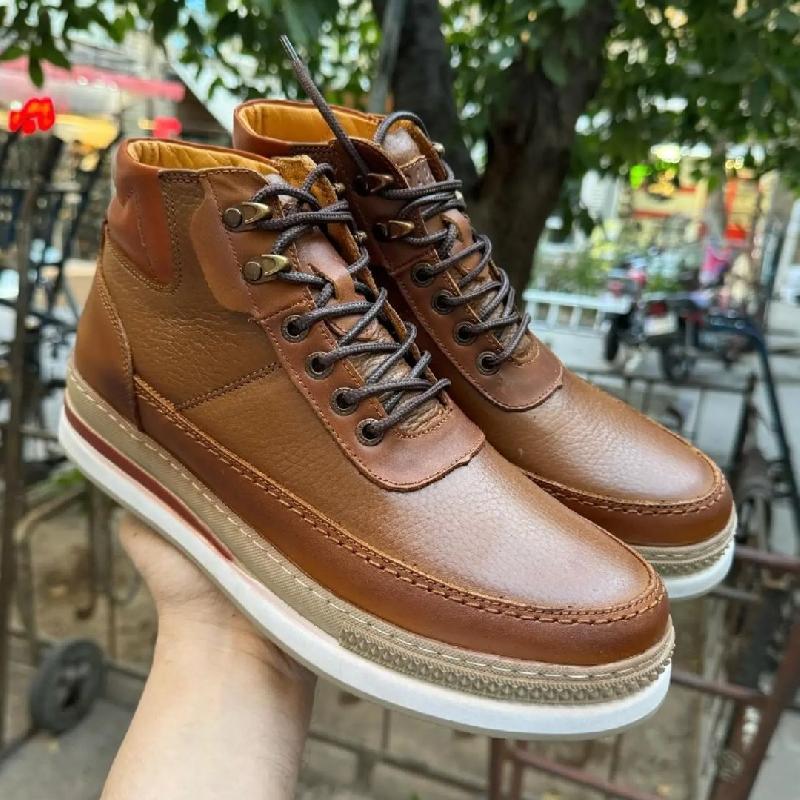 New Men's Warm Full Leather Cowhide Shoes