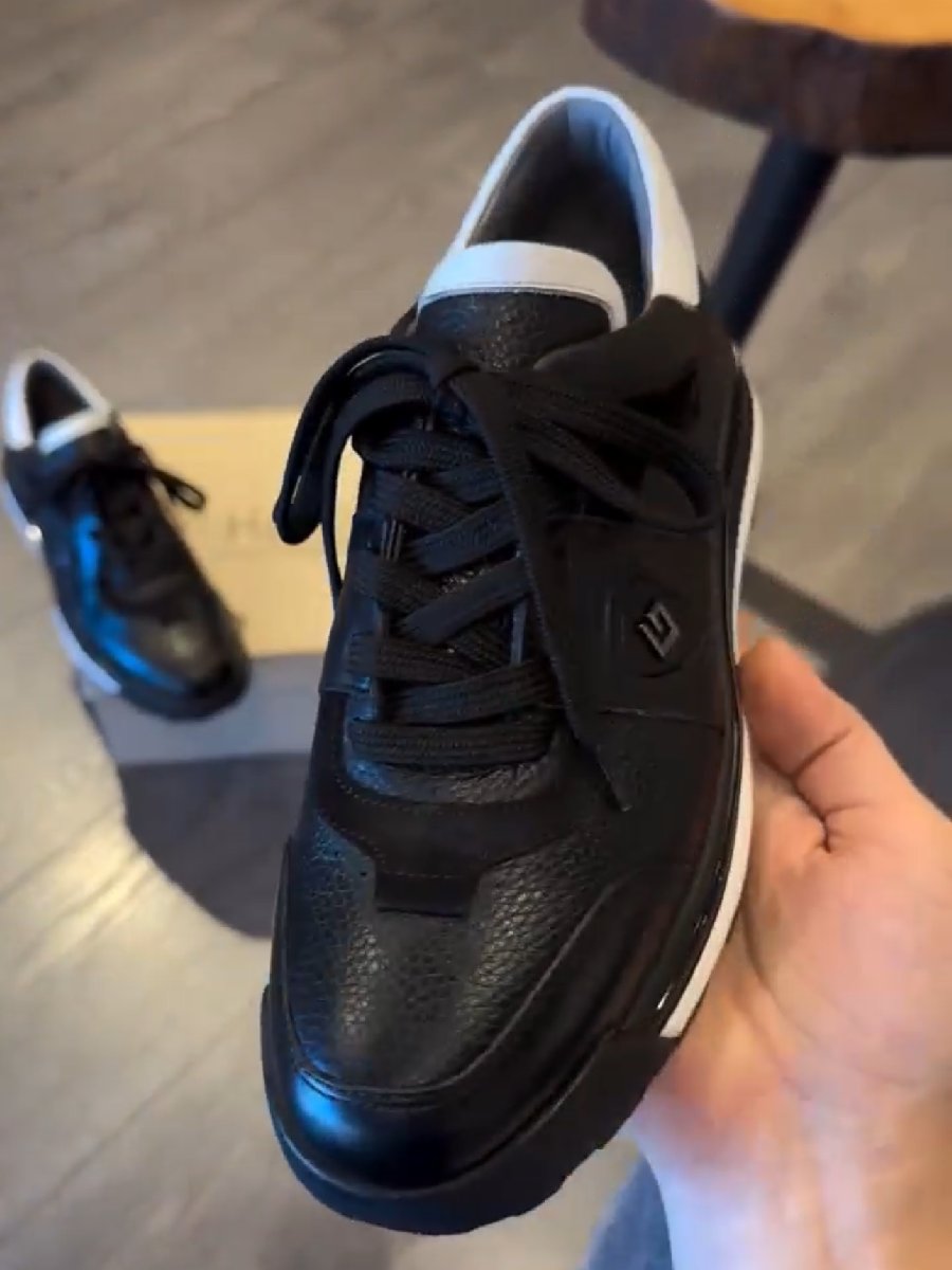 Leather Textured Print Sneakers