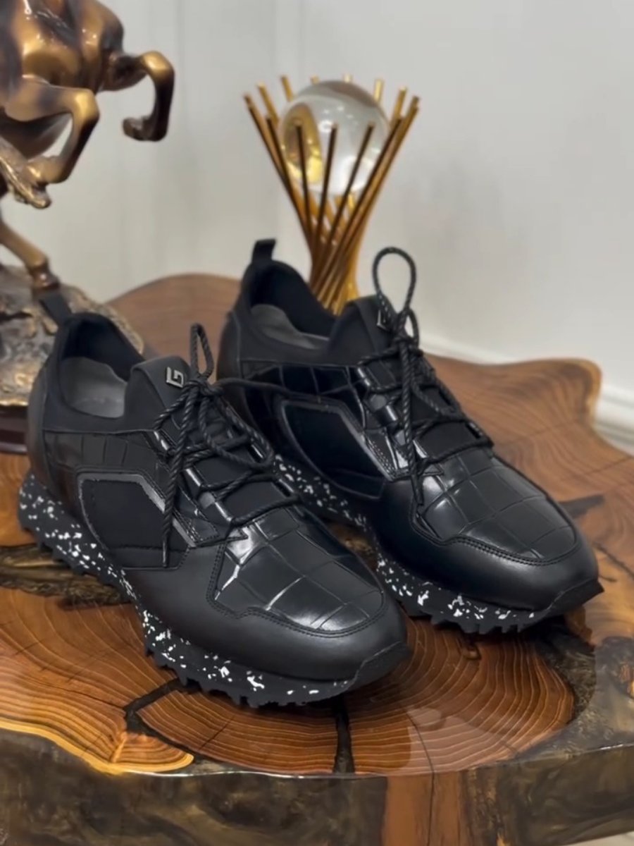 Men's Black Leather Casual Shoes