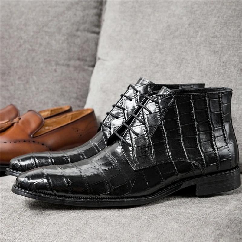 Men's Genuine Leather Stone Pattern Ankle boots