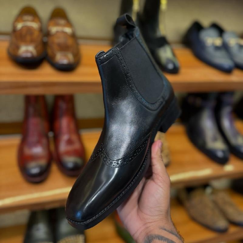 Men's Pointed Toe Handmade Leather Ankle Boots