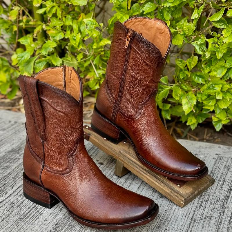 Men's Classic Genuine Deerskin Brown Cowboy Boots