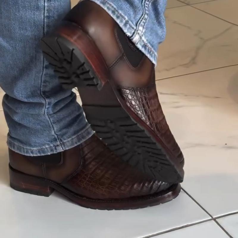 Italian Handmade Crocodile Leather Men's Ankle Boots