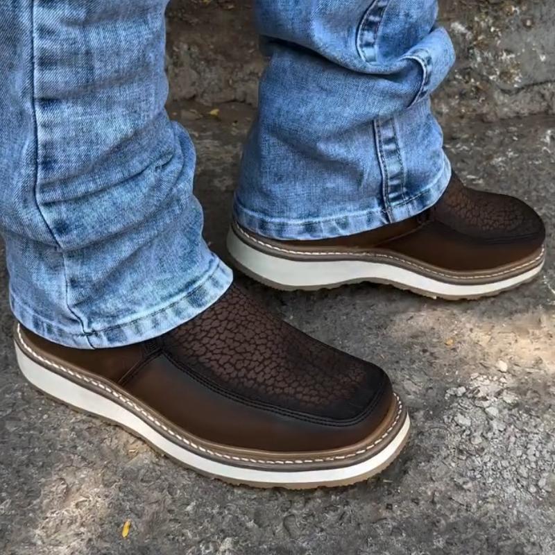 Men's Cowhide Platform Vintage Ankle Boots