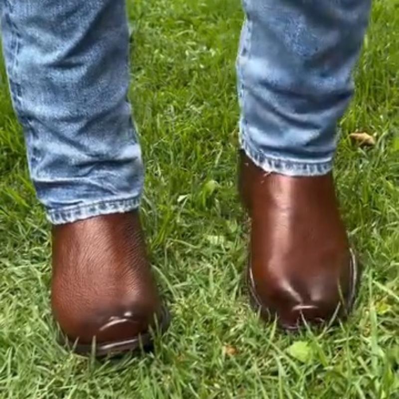 Men's Classic Genuine Deerskin Brown Cowboy Boots