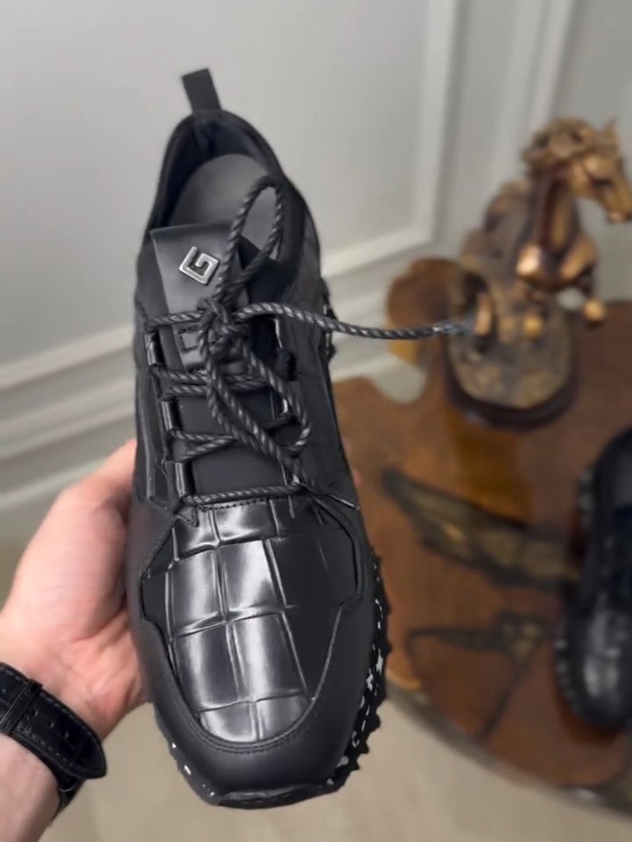 Men's Black Leather Casual Shoes